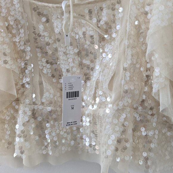 Anthropologie Cream Sequin Blouse - Picture 6 of 6